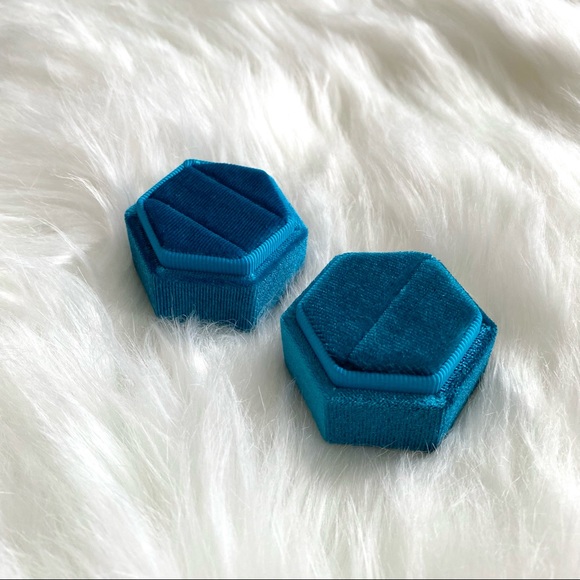 💍 NWB Pair of Ring Boxes in Teal Velvet 2 Pieces 💍 - Picture 4 of 8